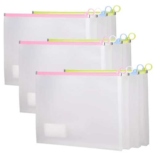 Transparente PVC-Dokumentenhüllen, A4-Größe, 24,9 x 33 cm, wasserbeständig, erhältlich in 4 Farben – Weiß, Blau, Grün, Reißverschluss, ideal zum Organisieren von Dokumenten und kleinen Gegenständen von Vestamore