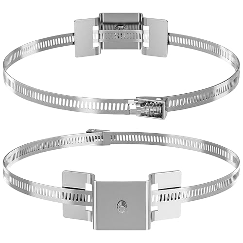 Verstellbares Schilder-Montagehalterungs-Set, aus 304 Edelstahl, zweiteilig mit Schrauben und Klemmen, passend für 10,2 - 38,1 cm Stangen, perfekt für Überwachungskameras und Solarmodule von Vestamore