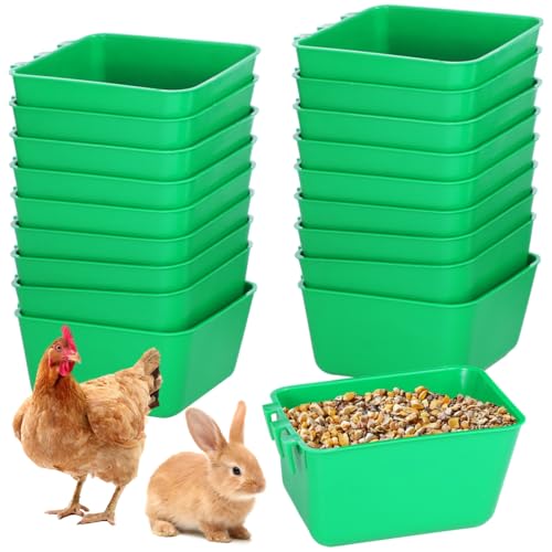 Vestamore 20 Stück 473 ml hängende Futterspender für Vögel und Hühner, Kunststoff-Tauben- und Kaninchen-Wassernäpfe, Samenhalter für Haustiere, Hahne, Papageien und Kleintiere von Vestamore