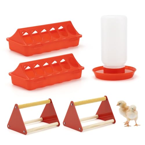 Vestamore Futterstation und Bewässerungs-Set für Küken mit Sitzstangen für Geflügel, Kunststoff-Kükenzubehör für Enten, Gänse und Wachteln von Vestamore
