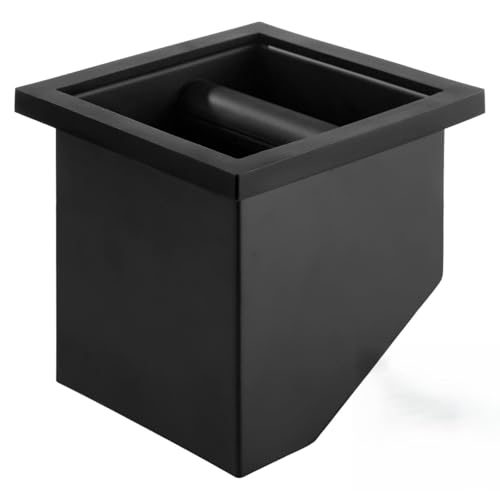 Vestamore Quadratischer Klopfschacht für Espressogemisch, Kaffeeabfallbox mit Gummistange, Desktop-Einbaueimer für Zuhause, Café oder Arbeitsplatztheken von Vestamore