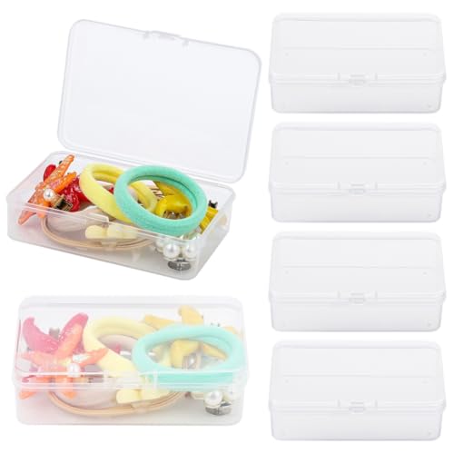 Vestamore Transparente Aufbewahrungsboxen für Haargummis, Mini-Organizer mit Deckel für kleine Gegenstände, ideal für Zuhause, Büro, Reisen, 6 Stück von Vestamore
