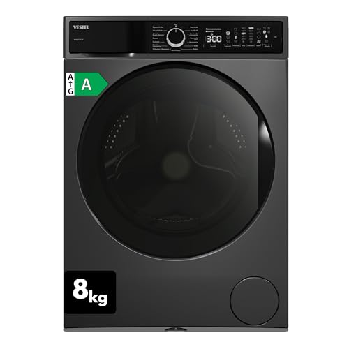 VESTEL WMI 89341 DX Waschmaschine Frontlader, 8 kg, 1400 U/min, Inverter-Motor, Dampf, AquaStop+Switch, Dark Inox von Vestel