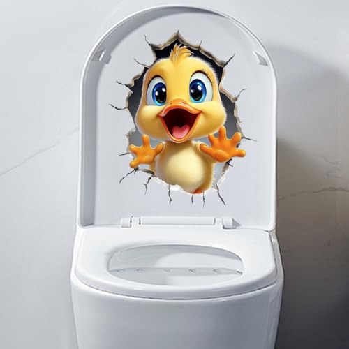 3D Tier WC Aufkleber Lustige Ente Toiletten Sitzbezug Dekoration Decals Wasserdicht Selbstklebend Toilettensitz Deckel Aufkleber Badezimmer Aufkleber (Ente) von Vesvory