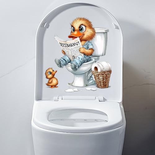 Tier 3D WC Aufkleber Lustige Katze Hund Affe Toilettendeckel Aufkleber Wasserdicht Toilettensitz Abdeckung Dekoration Wandaufkleber (Geistente) von Vesvory