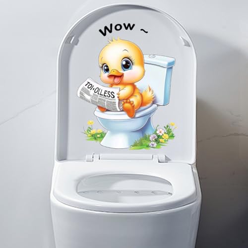 Vesvory Tier 3D WC Aufkleber Lustige Überraschte Katze Ente Wasserdicht Toilettensitz Abdeckung Dekoration Badezimmer Wandaufkleber von Vesvory