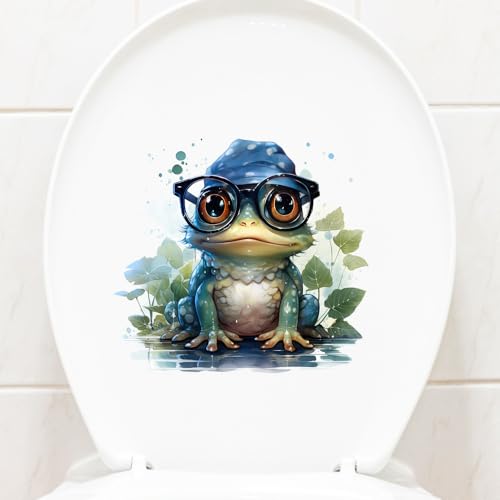 Tier 3D WC Aufkleber Selbstklebend Wasserdicht Abnehmbare Frosch WC WC Deckel Aufkleber Lotus Toilettensitz Abdeckung Dekoration Wandaufkleber (Brille Frosch) von Vesvory
