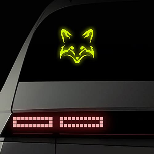 Vesvory 2 Stück Fox Face Aufkleber Nacht Reflektierende Aufkleber Fuchs Auto Aufkleber Aufkleber Hohe Intensität Reflektierendes Vinyl Sicherheit Warnung Auto Aufkleber (Fluoreszierendes Grün) von Vesvory
