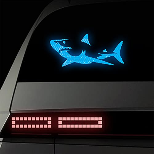 Vesvory 2 Stück Hai Auto Fenster Aufkleber Hochreflektierende Aufkleber Meerestier Aufkleber Autoaufkleber Vorsicht Reflektierende Aufkleber Hai Stoßstange Aufkleber für Auto LKW Wände (Blau) von Vesvory