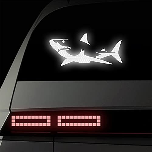 Vesvory 2 Stück Hai Auto Fenster Aufkleber Hochreflektierende Aufkleber Meerestier Aufkleber Autoaufkleber Vorsicht Reflektierende Aufkleber Hai Stoßstange Aufkleber für Auto LKW Wände (weiß) von Vesvory