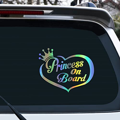 Vesvory 2 x Aufkleber mit Aufschrift "Princess On Board" für Autos, Baby an Bord, Warnschild für Auto, Fenster, Stoßstange, bunt, 2 Stück von Vesvory