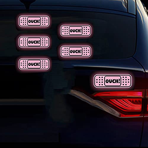 Vesvory 5 Stück Ouch Auto Bandaid Auto Kratzer Abdeckung Aufkleber Reflektierende Stoßstange Aufkleber Band Hilfe Vinyl Aufkleber für kleine Kratzer an Fahrzeugen Bandage Stoßstange Aufkleber (Rosa) von Vesvory