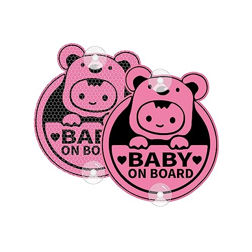 Vesvory Baby an Bord Aufkleber für Autos, Reflektierende PVC Auto Decals mit Saugnäpfen Doppelseitiges Baby an Bord Schild Reflektierende Baby Sicherheit Warnung Auto Aufkleber (Rosa Koala) von Vesvory
