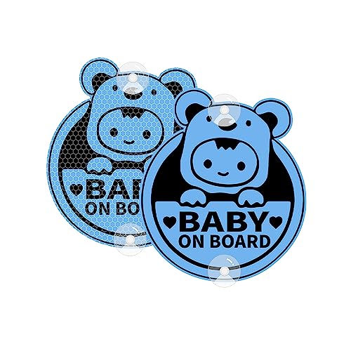 Vesvory Baby on Board Aufkleber für Autos, Reflektierende PVC Auto Decals mit Saugnäpfen Doppelseitiges Baby an Bord Schild Reflektierende Baby Sicherheit Warnung Auto Aufkleber (Blauer Koala) von Vesvory