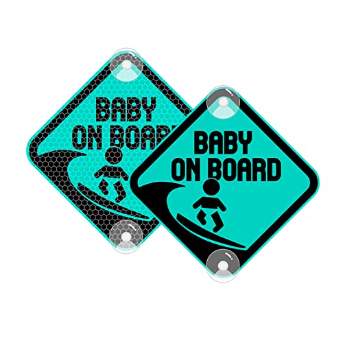 Vesvory Baby on Board Surf Aufkleber für Autos, reflektierende PVC-Auto-Aufkleber doppelseitiges Baby-On-Board-Schild, reflektierend, Baby-Sicherheitswarnung, Auto-Aufkleber Surf Baby von Vesvory