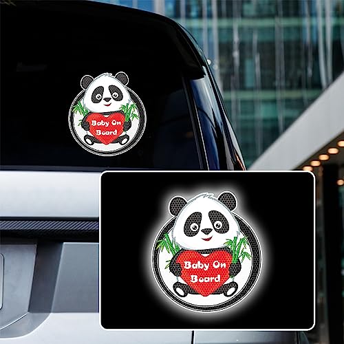 Vesvory Panda Baby On Board Autoaufkleber, hochreflektierende Vinyl-Panda-Aufkleber für Autofenster, Baby im Auto, Sicherheitswarnaufkleber (17 x 18 cm) (weiß), 2 Stück von Vesvory
