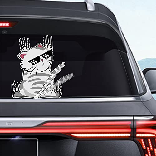 Vesvory Wischer-Aufkleber, lustiger Hund und Katze, winkender Schwanz, 3D-Auto, Heckscheibenwischer, Aufkleber, beweglicher Hundeschwanz, Auto-Karosserie, Aufkleber für (Kletternde Katze) von Vesvory