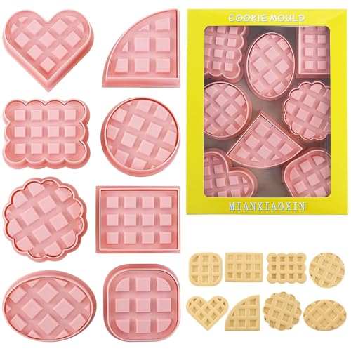 Veszoen 8 Stück Keksausstecher Plätzchen Ausstecher Kinder Ausstechformen 3D Cookie Cutters Plastic Keks Ausstechformen Waffelform für Gebäck, Sugarcraft, Kuchendekoration Schokoladenform von Veszoen