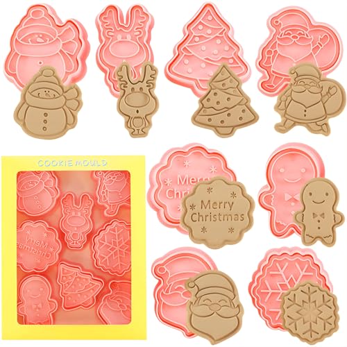 Veszoen 8 Stück Weihnachtsausstecher Ausstechformen Weihnachten Kinder 3D DIY Keksausstecher Weihnachten Plätzchenausstecher Plätzchen Ausstecher Weihnachten für Tortendeko Kekse Backen von Veszoen