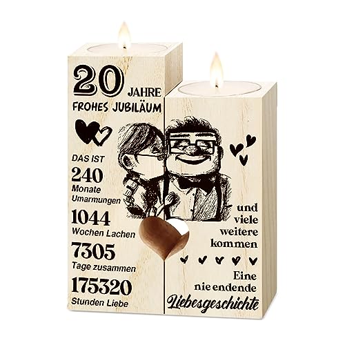 20. Hochzeitstag Geschenke - Kerzenständer aus Holz Geschenke, Geschenk Zum 20 Hochzeitstag, 20. Hochzeitstag Geschenke für Frauen Männer, 20. Jahrestag Deko Geschenk für Frau Mann Paare Ihn Ihr von Vetbuosa