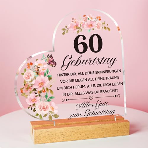 60 Geburtstag Frau - 1965 Acryl Plakette Mit Inspirierender Gravur, Geschenke Zum 60 Geburtstag Frau, 60 Geburtstag Frau Geschenk, Deko Zum 60. Geburtstag für Mama Ehefrau Schwester Freundin Andenken von Vetbuosa