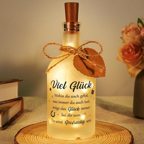 Einweihungsgeschenk Haus, Abschiedsgeschenk für Kollegen Erinnerungsgeschenke für Mitarbeiter, Lehrer, Abschiedsgeschenk mit zur Rente, Ausbildungende oder Jobwechsel Glasflasche mit Nachtlich von Vetbuosa