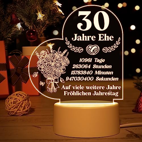 Geschenk Zum 30 Hochzeitstag - Acryl Nachtlampe Mit Romantischen Text, 30. Hochzeitstag Geschenke, 30. Hochzeitstag Geschenke für Frauen Männer, 30. Jahrestag Deko Geschenk für Frau Mann Paare Ihn Ihr von Vetbuosa