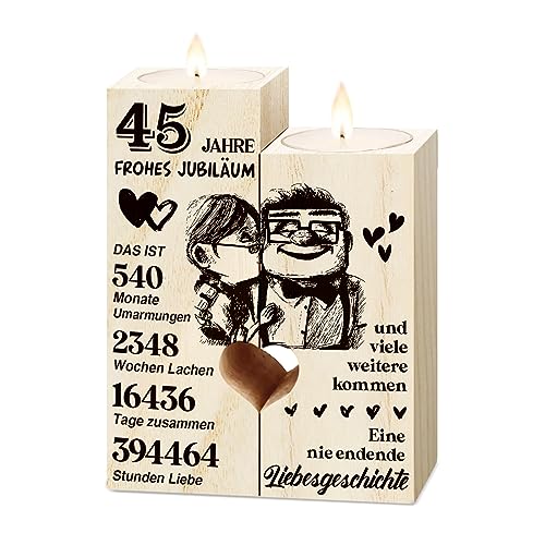 Geschenk Zum 45 Hochzeitstag, Messinghochzeit Geschenke - Kerzenständer aus Holz Geschenke, 45. Hochzeitstag für Frauen Männer, 45. Jahrestag Geschenk für Frau Mann Paare Ihn Ihr von Vetbuosa