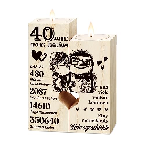 Rubinhochzeit Geschenk, Geschenke Zum 40 Hochzeitstag - Kerzenständer aus Holz Geschenke, 40 Hochzeitstag, 40 Hochzeitstag Geschenk, 40 Hochzeitstag Geschenke für Frauen/Männer/Ihn/Ehemann/Ehefrau von Vetbuosa