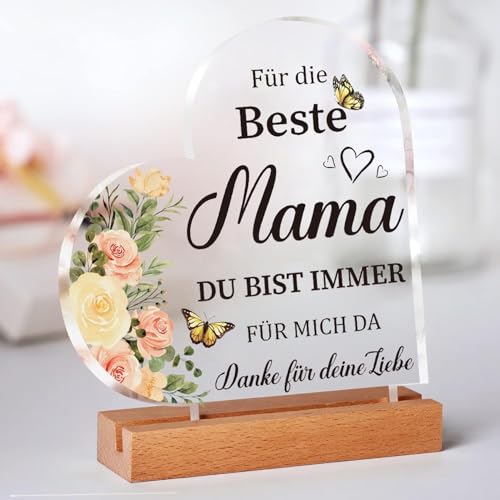 Vetbuosa Muttertagsgeschenke für Mama - Acryl Deko Geburtstagsgeschenk für Mutter, Beste Mama Geschenk Mit Schönen Sprüchen, Geschenke für Mama zum Geburtstag, Geschenk für Gama, Muttertagsgeschenk von Vetbuosa