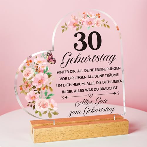 Vetbuosa 30 Geburtstag Frau, Acryl-Plakette mit inspirierender Gravur, Geschenke zum 30 Geburtstag Frau, Wunderbare Geschenke für Frauen zum 30. Geburtstag für Mama Ehefrau Schwester Freundin Andenken von Vetbuosa