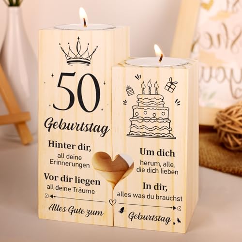 50 Geburtstag Frau Mann, Geschenke zum 50. Geburtstag - AKerzenständer aus Holz, 1974 50. Geburtstag für Vater, Mutter, Freunde, Ehemann, Ehefrau, 50. Geburtstag Geschenkideen, Vetbuosa von Vetbuosa