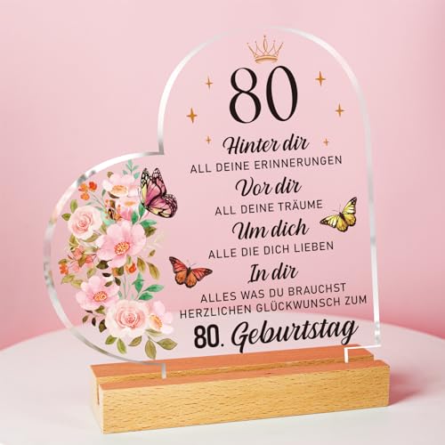 Vetbuosa Geschenke zum 80 Geburtstag Frau, Acryl-Plakette Mit Inspirierender Gravur, 1944 80. Geburtstag für Mama Mutter, Freunde, Ehemann, Ehefrau, 80. Geburtstag Geschenkideen von Vetbuosa