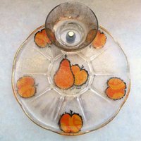 Vintage Georges Briard Glasobst Oder Crudite Tablett - Chip Und Dip Set von Vetera