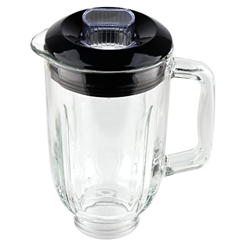 Veterger Ersatzteile 5 Tassen Glas mit Deckel, kompatibel mit Black&Decker 10-Gang-Mixer BL2010BPA/BL2010BP/BL2020S/BL-2020/BL2010BG von Veterger