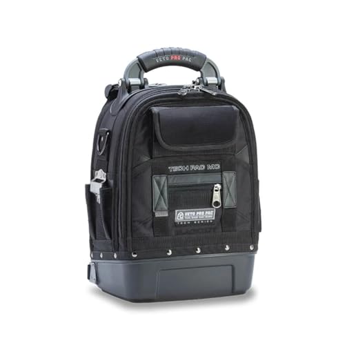Veto Pro Pac Tech Pac MC Blackout, Werkzeugrucksack leer für Profis, Extrem robuste Werkzeug Rucksack mit V-SWAP™ System, Tool Backpack, Techniker Tasche für Elektriker, Sanitär und Handwerker von Veto