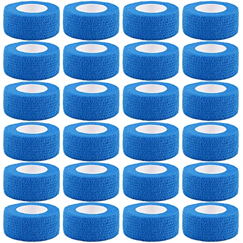 Fingerpflaster Selbsthaftend-24xPflaster Rolle(2,5cm x 5m),Pflaster ohne Kleber,Selbsthaftende Bandage,Elastisch Kohäsiver Selbstklebender Verband für Hand Zehen Sport (Blau) von Vetory