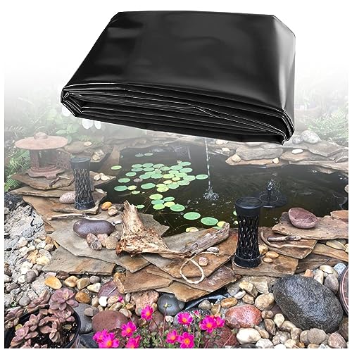 Vetris Teichfolie Für Kleine Teiche, HDPE-Gummi Teichplane Schwarz Dichtungsfolie Fischteichfolie Teichmembran UV-Beständigkeit Teichfolien 2.5x6m 3x8m 5x8m 6x10m(Größe:2.5x6m(8.2x19.7ft)) von Vetris