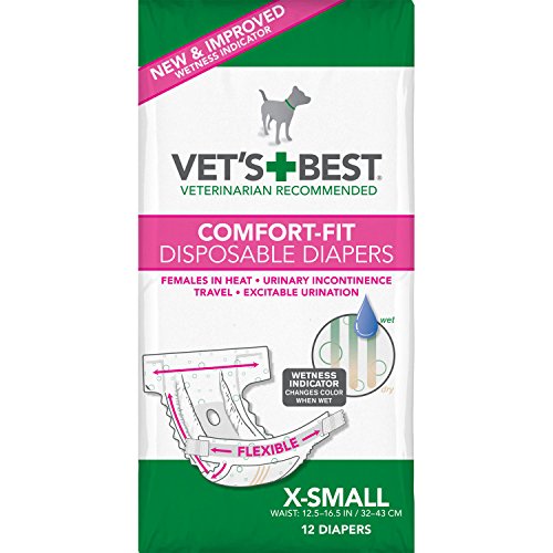 Vet's Best Comfort-Fit Einweg-Hundewindeln, XS (12er Packung) von Vet's Best