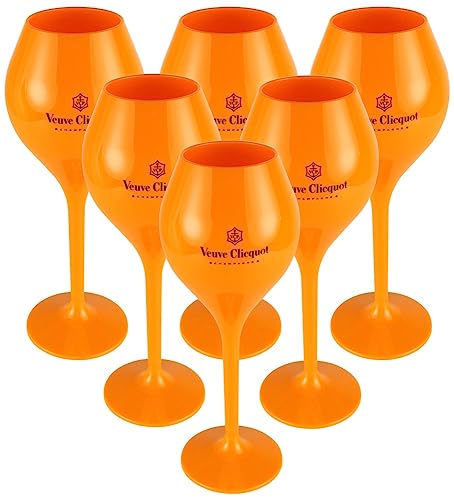 Veuve Clicquot 6 x gelbe trendige Champagnergläser aus Polycarbonat Acryl Schwimmbrille von Veuve Clicquot