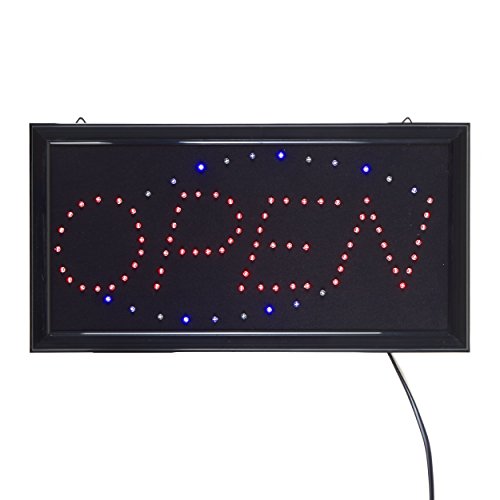 Vevendo LED Leucht-Schild OPEN Leuchtreklame geöffnet/open - Werbung, annimierte Reklame, Stopper, rot/blau von Vevendo