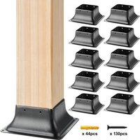 VEVOR 10er-Set Aufschraubhülse 153x153x62mm Pfostenträger Kohlenstoffstahl Pfostenschuh Pfosten Pfostenunterlage Bodenhülse Stützenfuß Ideal für Verandageländern, Pergolen und Säulen von Vevor