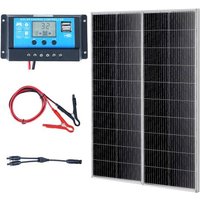 VEVOR 200W Solarpanel 2er-Set 12V monokristallinen Solarmodul plus Laderegler 16,66A Solaranlage Umwandlungsrate von 23 % Kompatibel mit AGM-, GEL-, FLD-, LI-Batterien Ideal für Wohnmobile Yachten Zuh von Vevor