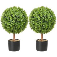 VEVOR 2x Buchsbaumkugel Künstlich Ø40,6cm Garten Deko Buchsbaum im Blumentopf Kugel künstlich Buchskugel Kunstpflanze aus PE, Holz, PP inkl. 4 Stk. Dekorative Schmetterlinge und 10 Stk. Ersatzblätter von Vevor