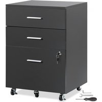 VEVOR 3-Stockiger Aktenschrank Beistellcontainer mit 3 Schubladen + 2 Schlüsseln, 63,5 kg Belastbar Tragfähigkeit, Büro Wohnzimmer Lagerschrank, 450 x 400 x 650 mm Metallschrank Rollcontainer von Vevor