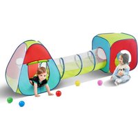 VEVOR 3-in-1-Spielzelt für Kinder mit Tunnel für Jungen, Mädchen, Babys und Kleinkinder, Pop-Up-Spielhaus für drinnen und draußen mit Tragetasche und Spanngurten als Geburtstagsgeschenk, Rot/Gelb/Blau von Vevor