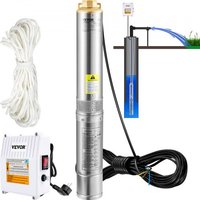 VEVOR 4" Tiefbrunnenpumpe 1100 W Brunnenpumpe 190 L/min Tauchpumpe max Förderhöhe 57 m Rohrpumpe 230 V 50 Hz Sandpumpe IP68 Wasserpumpe 0-40°C Pumpe Ideal von Vevor