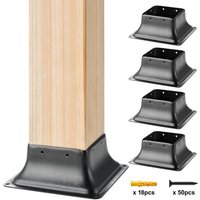 VEVOR 4er-Set Aufschraubhülse 153 x 153 x 62 mm Pfostenträger Kohlenstoffstahl Pfostenschuh Pfosten Pfostenunterlage Bodenhülse Stützenfuß Ideal für Verandageländern, Pergolen und Säulen von Vevor