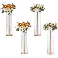 VEVOR 4er-Set Blumenhocker 20x20x90cm Blumenständer Eisen Beistelltisch Modern Kristallvase Gold-Galvanisierung Pflanzenhocker Pflanzenständer Metallständer für Dekoration von Bars Hotels Cafés von Vevor