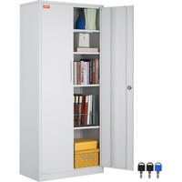 VEVOR 5-Stockiger Aktenschrank Beistellcontainer mit 2 Magnetischen Türen, 90,72 kg Belastbar pro Regal, Abschließbarer Lagerschrank, Metallschrank Bürokommode, für Büro, Zuhause usw. Weiß von Vevor